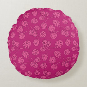 Magenta Berry Pattern Round Pillow