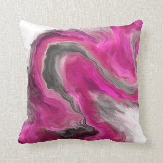 Magenta Black Gray Fluid Art Throw Pillow