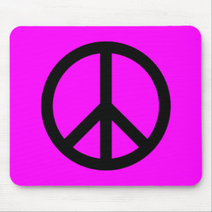 Magenta & Black Peace Sign Mouse Pad