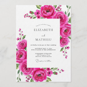 Magenta Bloom Flourish Wedding Invitation