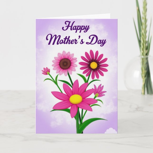 Magenta Blooms Mothers Card (Front)