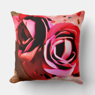 Magenta Blooms Throw Pillow