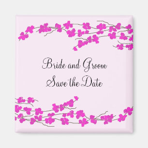 Magenta Blossoms Save the Date Magnet