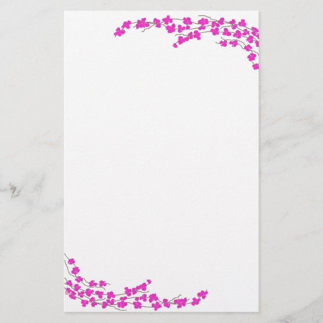 Magenta Blossoms Stationery (Front)