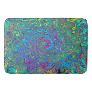 Magenta, Blue and Sea Foam Green Retro Swirl Bath Mat