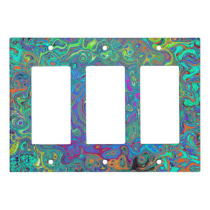 Magenta, Blue and Sea Foam Green Retro Swirl Light Switch Cover