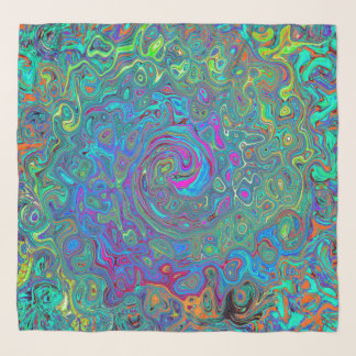 Magenta, Blue and Sea Foam Green Retro Swirl Scarf