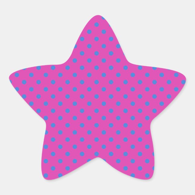 Magenta, Blue Polka Dots Star Sticker (Front)