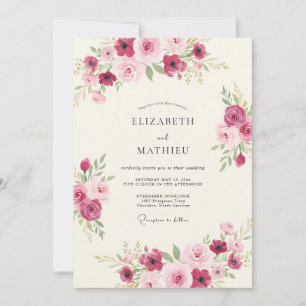 Magenta Blush Botanical Wedding Invitation