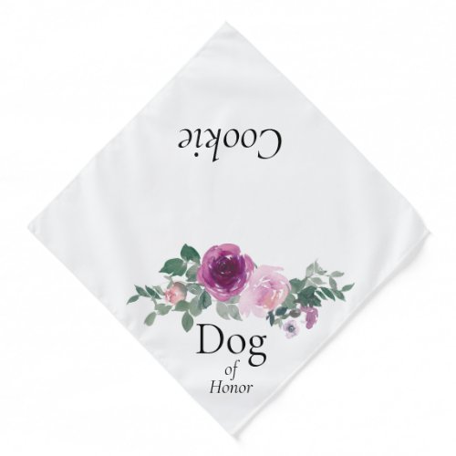 Magenta Blush Pink Floral Dog Of Honor Pet Wedding Bandana