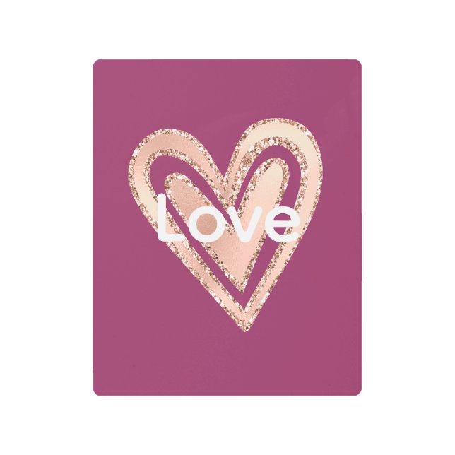 Magenta Blush Pink Heart Metal Print (Front)