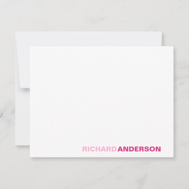 Magenta Blush Pink Modern Bold Font For Her Name Note Card (Front)