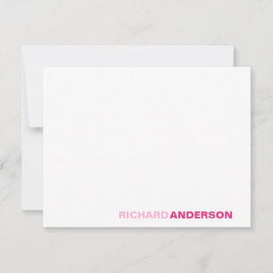 Magenta Blush Pink Modern Bold Font For Her Name Note Card