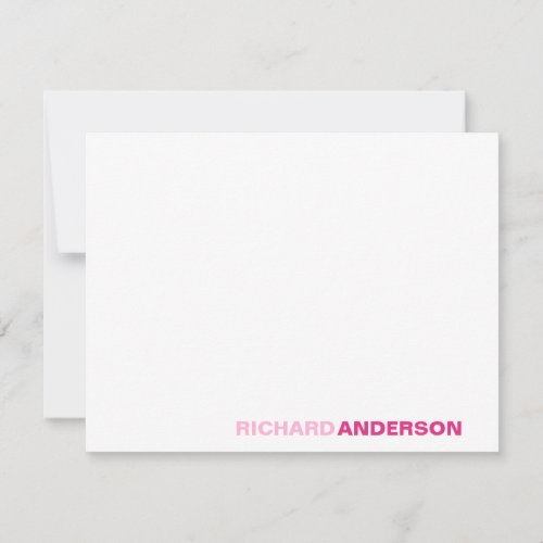 Magenta Blush Pink Modern Bold Font For Her Name Note Card