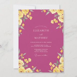 Magenta Blush Rose Wedding Invitation