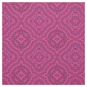 Magenta Boho Chic Mosaic Geometric Pattern Fabric