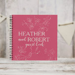 Magenta Boho Floral Wedding Spiral Guest Book<br><div class="desc">Our magenta pink boho floral wedding spiral guest book is the perfect addition to your wedding day. The rustic design is perfect for any outdoor wedding, and the hardcover option make it durable. The album also includes 60 sheets, 120 pages of space for your photos and signatures. Whether you're planning...</div>