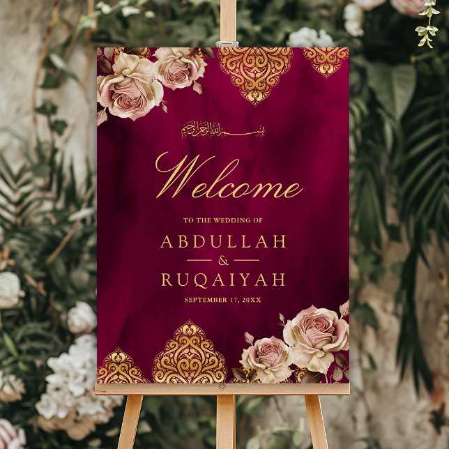 Magenta Boho Motif Muslim Wedding Welcome Sign (Creator Uploaded)