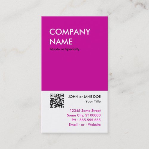 magenta bold design your own QR code Business Card