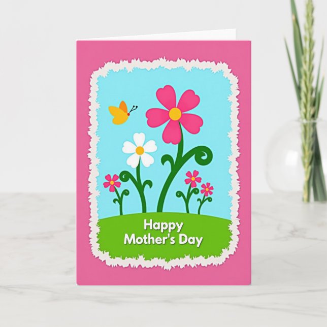 Magenta Border Flower Card (Front)