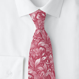 Magenta Botanical Batik Neck Tie