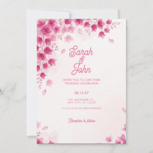 Magenta Bougainvillea Blossom Wedding Invitation