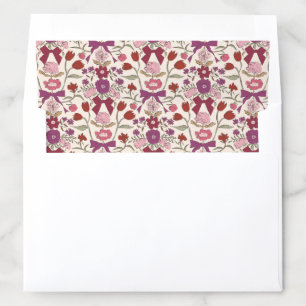 Magenta Bows and Blossoms Rustic Wedding Envelope Liner