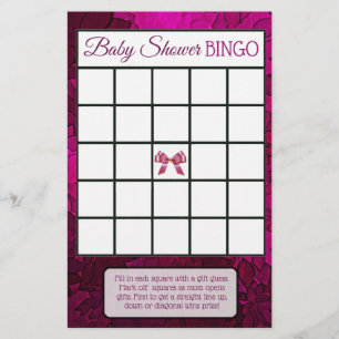 Magenta Bows & Footprints Girl baby shower games Flyer