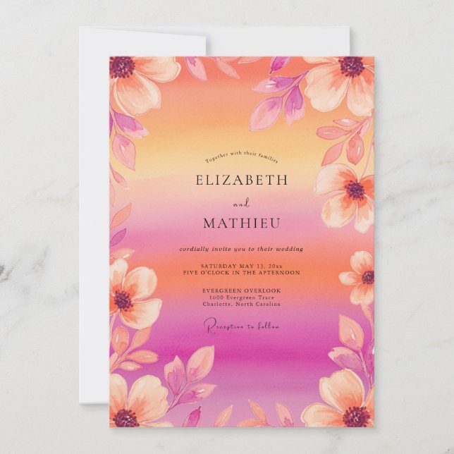Magenta Breathtaking Summer Wedding Invitation (Front)