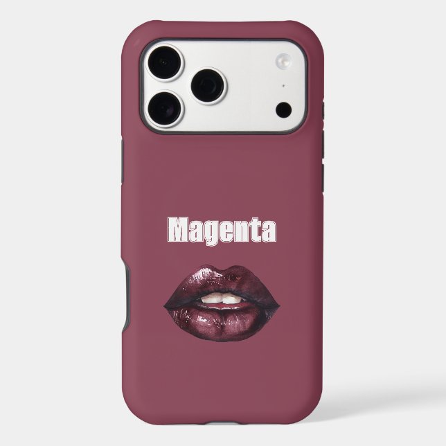 Magenta Burgundy Red Lips iPhone Case (Back)