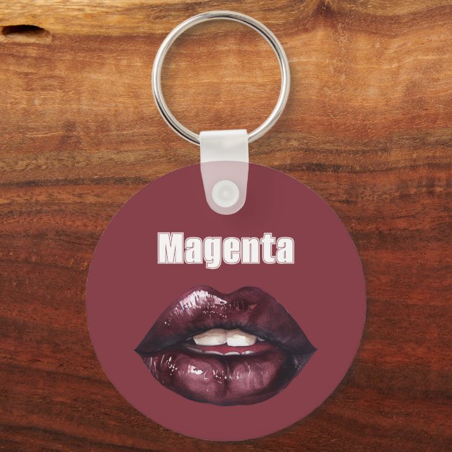 Magenta Burgundy Red Lips   Keychain (Front)