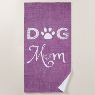 Magenta Burlap Dog Mom Beach Towel