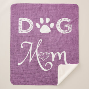 Magenta Burlap Dog Mom Sherpa Blanket