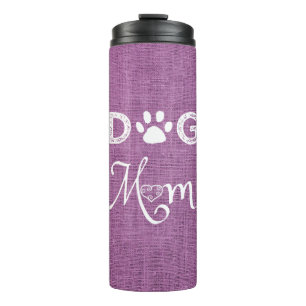 Magenta Burlap Dog Mom Thermal Tumbler