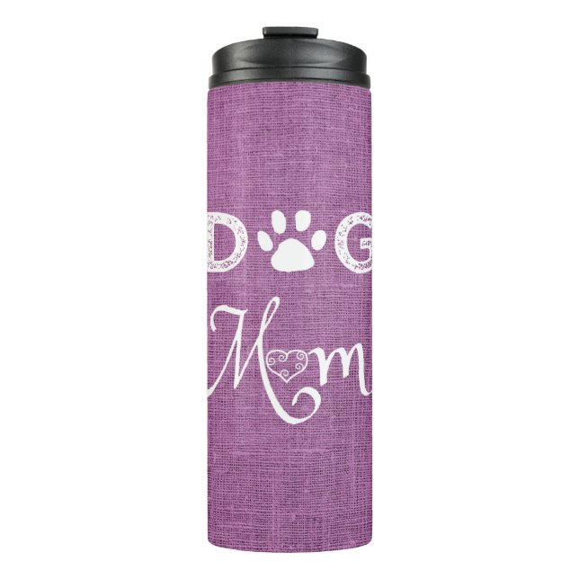 Magenta Burlap Dog Mom Thermal Tumbler (Front)
