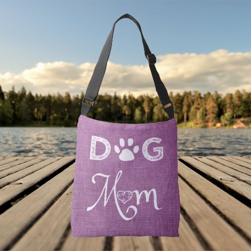 Magenta Burlap Dog Mom Tote