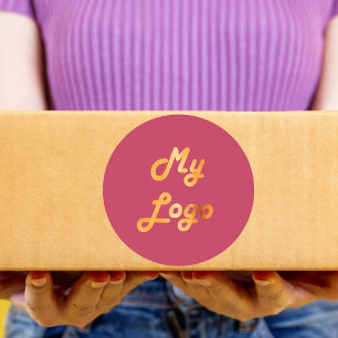 Magenta business logo classic round sticker