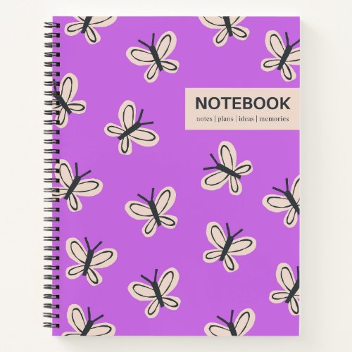 Magenta butterflies spiral bound notebook