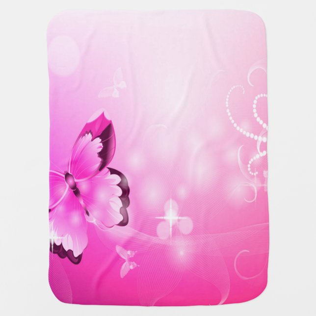 Magenta Butterfly Baby Blanket (Front)