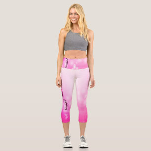 Magenta Butterfly Capri Leggings