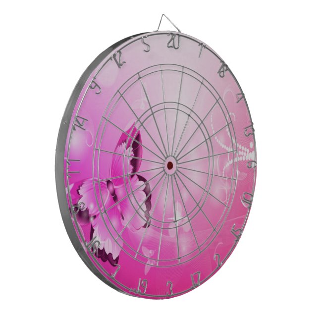 Magenta Butterfly Dart Board (Front Left)