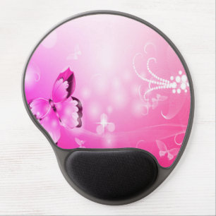 Magenta Butterfly Gel Mouse Pad