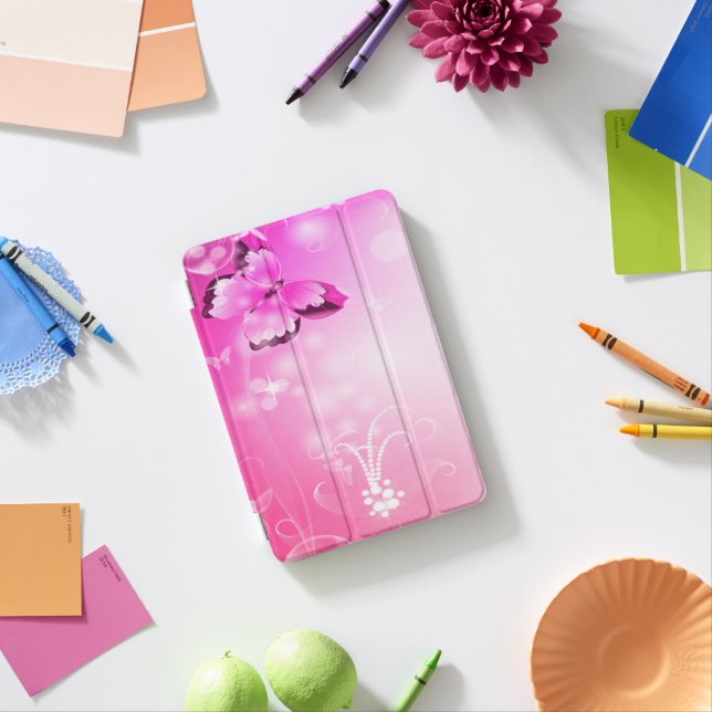 Magenta Butterfly iPad Mini Cover (In Situ)