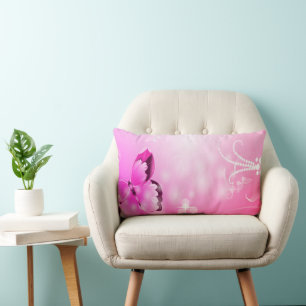 Magenta Butterfly Lumbar Pillow
