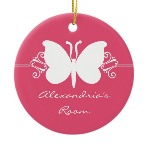 Magenta Butterfly Swirls Door Hanger Ornament