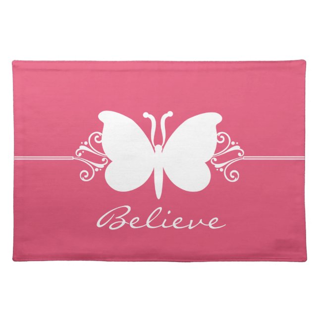 Magenta Butterfly Swirls Placemat (Front)