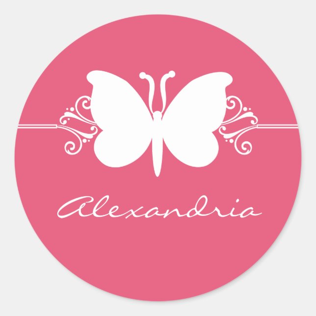 Magenta Butterfly Swirls Stickers (Front)