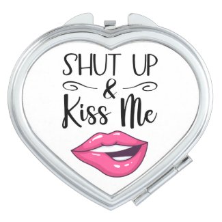 Magenta cartoon lips Shut up and kiss me white