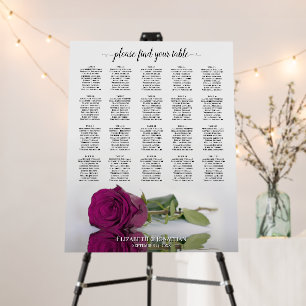 Magenta Cassis Rose 20 Table Wedding Seating Chart Foam Board