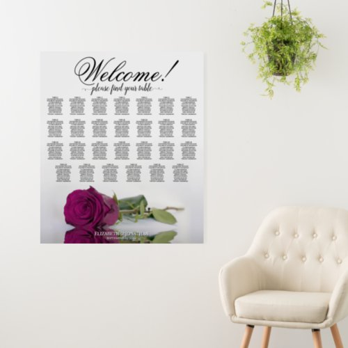 Magenta Cassis Rose 27 Table Welcome Seating Chart Foam Board
